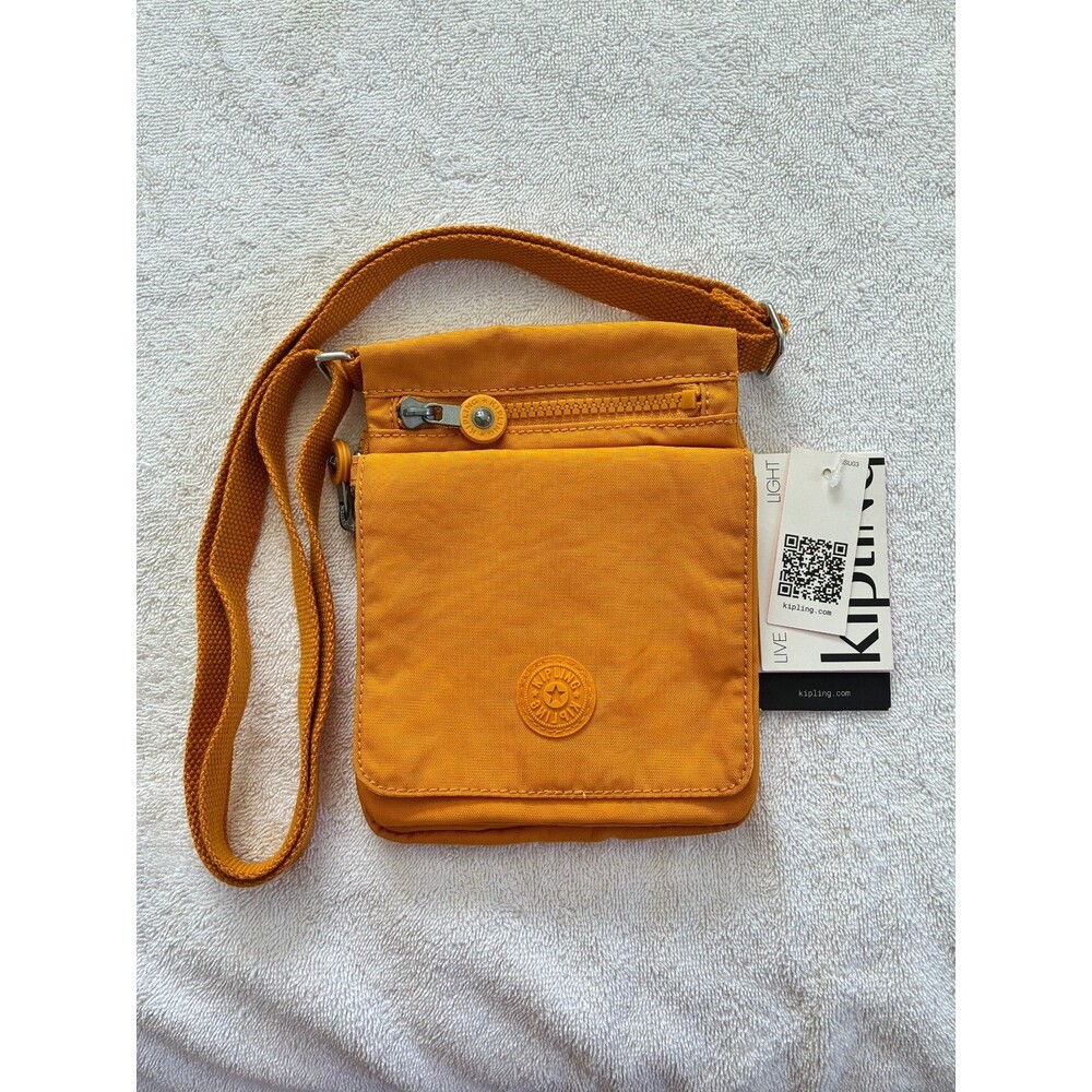 Kipling Eldorado Spicy Gold Nylon Small Crossbody Purse Bag Multi Pocket NEW
